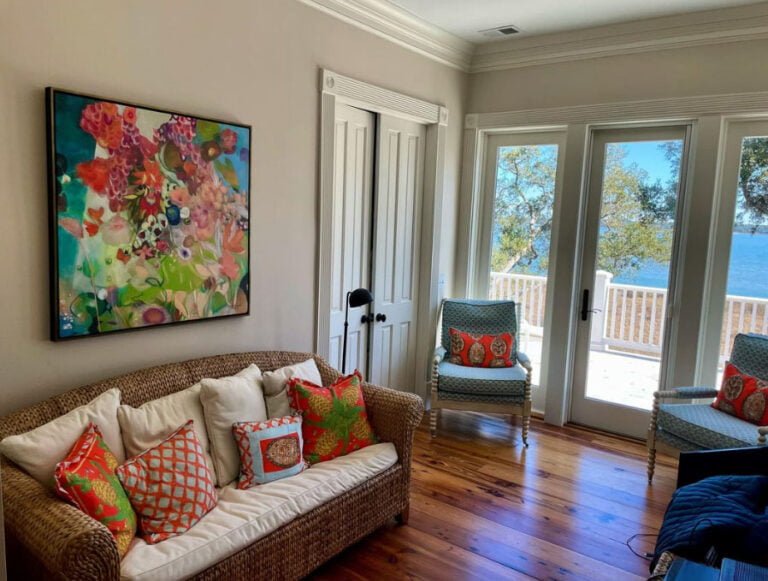 beautiful abstract art painting in a room