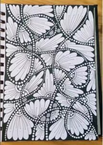 line art, zentangle, black and white drawing